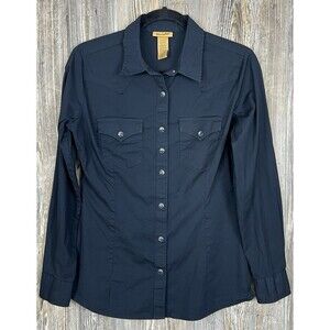 Wrangler Ladies Retro Western Button Down Black  Shirt Peak Snap Cowgirl Size S